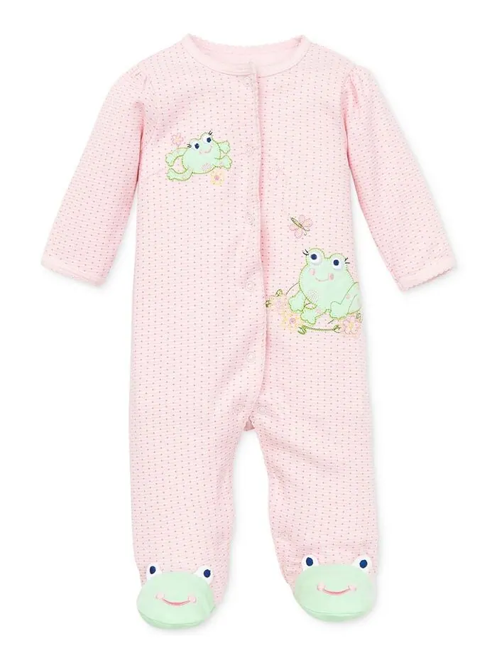 Хлопковый комбинезон Baby Frogs Snap Up Footed Little Me — розовый