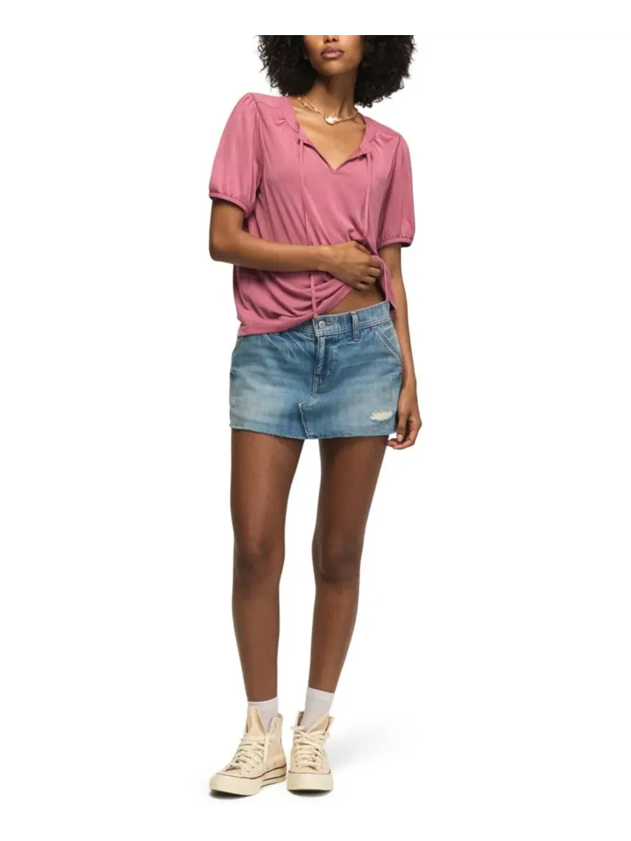 Блуза с завязками спереди, модель Sandwash Tie-Front Lucky Brand — изображение 2 из 6, сиреневый