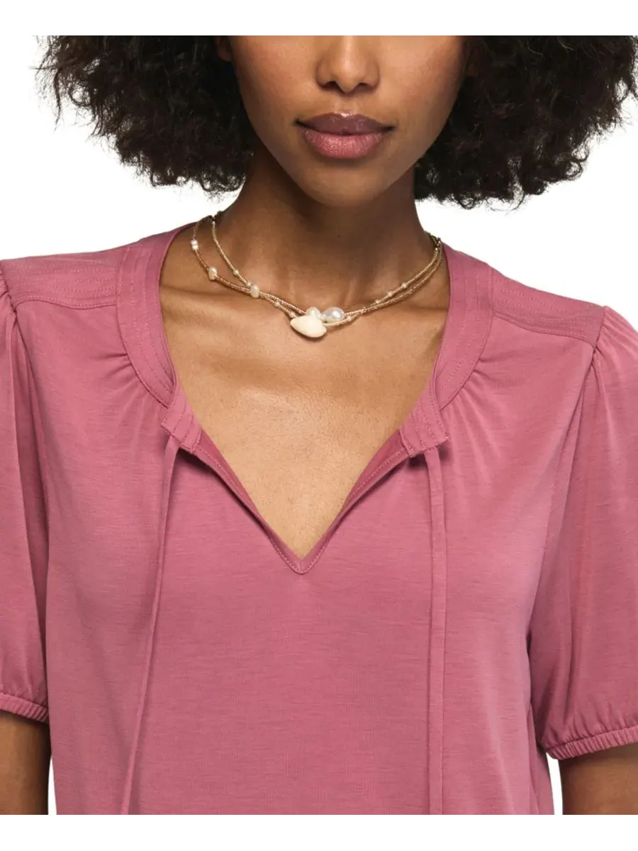 Блуза с завязками спереди, модель Sandwash Tie-Front Lucky Brand — изображение 4 из 6, сиреневый