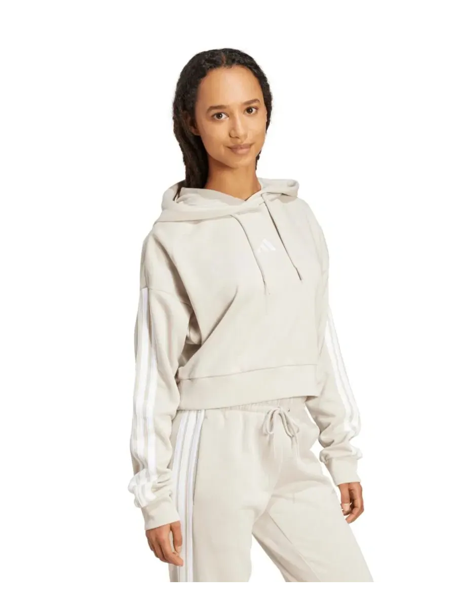 Худи из французского футера с принтом Essentials 3-Stripes adidas — изображение 2 из 5, белый