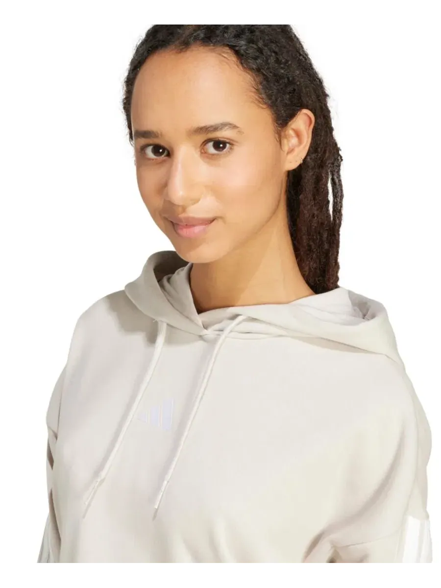 Худи из французского футера с принтом Essentials 3-Stripes adidas — изображение 3 из 5, белый