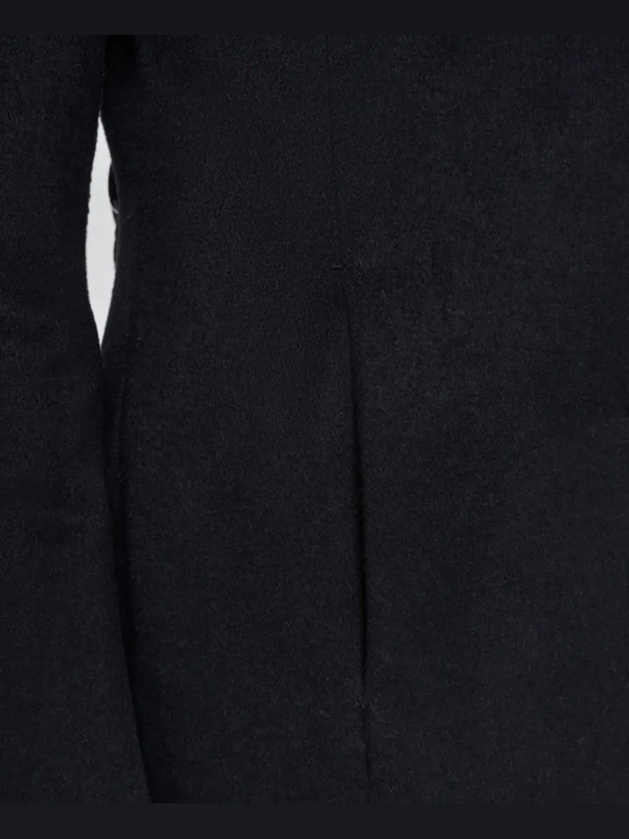 Пальто из шерстяной смеси с большим воротником Cole Haan — изображение 6 из 7, черный