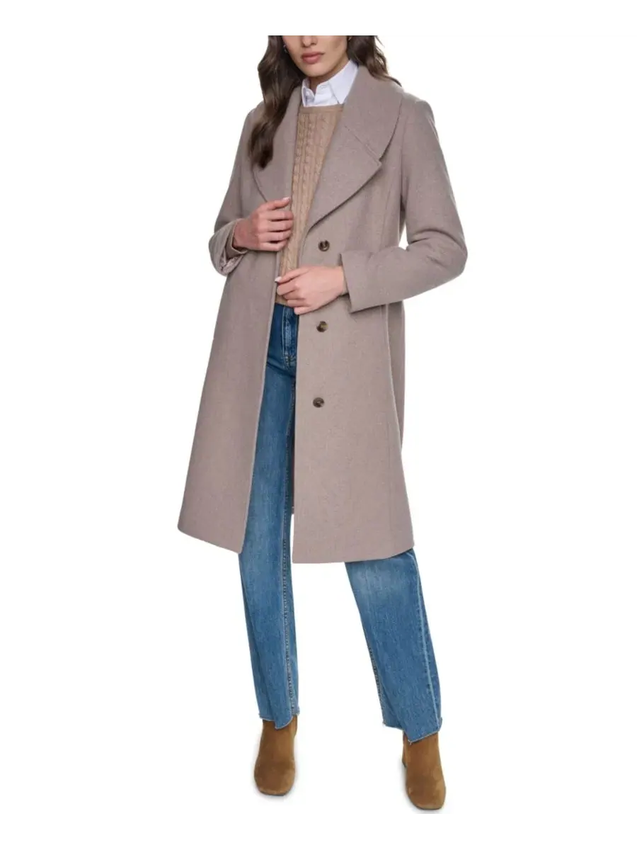 Пальто из шерстяной смеси с большим воротником Cole Haan — изображение 2 из 8, коричневый