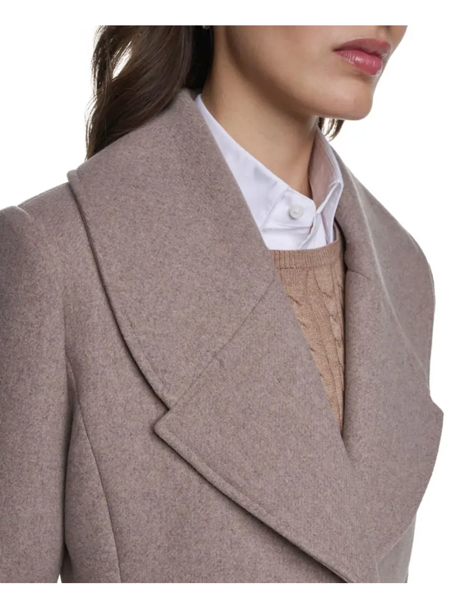 Пальто из шерстяной смеси с большим воротником Cole Haan — изображение 4 из 8, коричневый