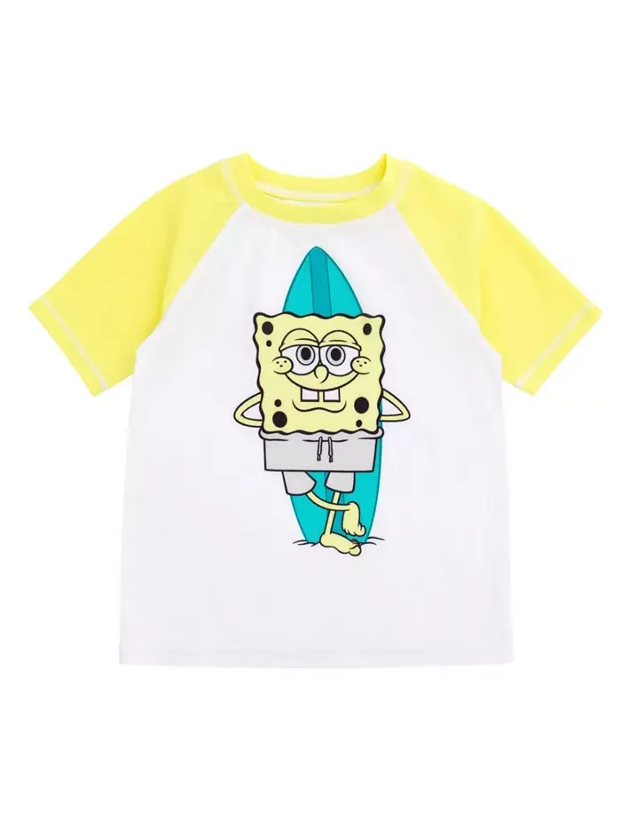 Детский комплект для плавания с защитой UPF 50+: рашгард и шорты Surfboard SpongeBob SquarePants — изображение 2 из 6, желтый