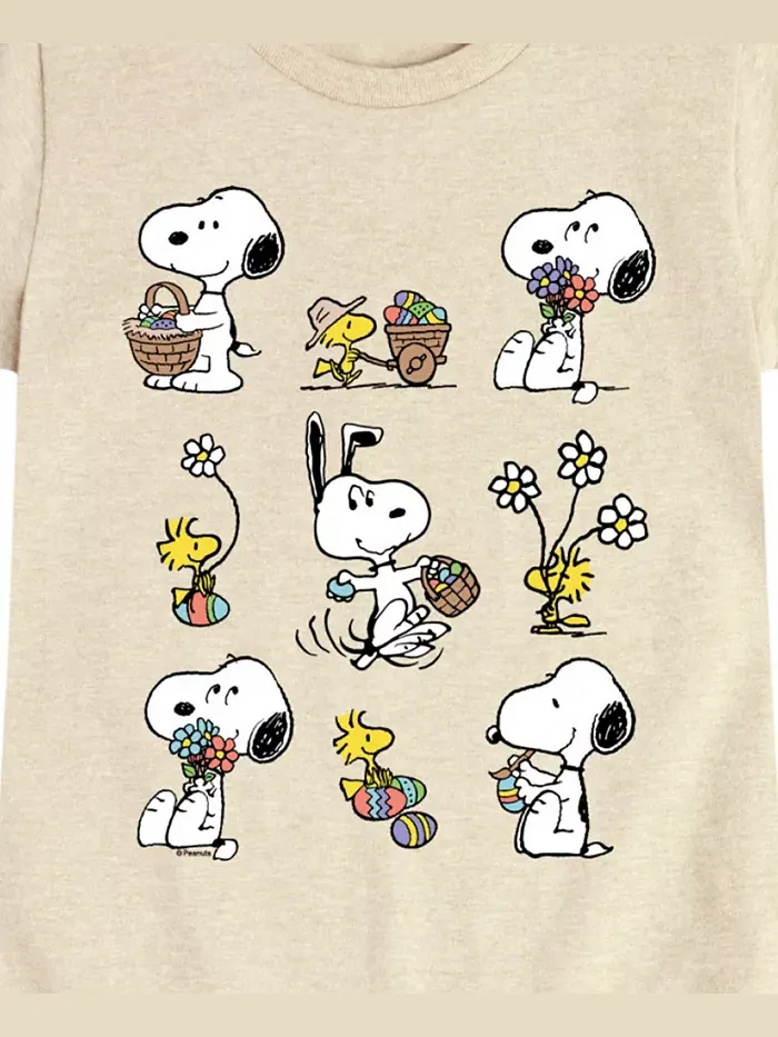 Футболка с коротким рукавом и принтом Snoopy на Пасху для девочек постарше Peanuts — изображение 3 из 3, бежевый хаки