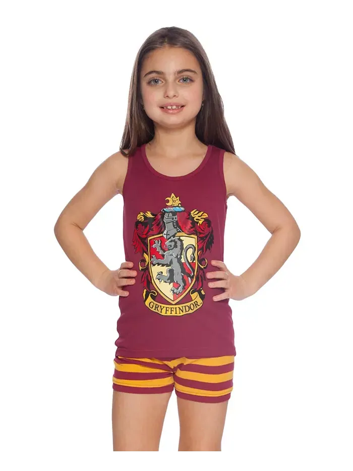 Детский пижамный комплект для девочек Big Girls Hogwarts All Houses Crest: топ и шорты (2 предмета)