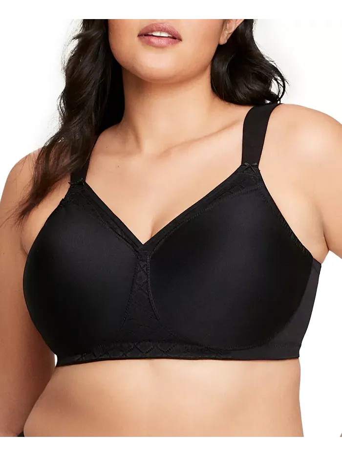 Бюстгальтер без косточек Full Figure Plus Size MagicLift Wirefree T-Shirt Bra 1080 Glamorise — изображение 1 из 7, черный