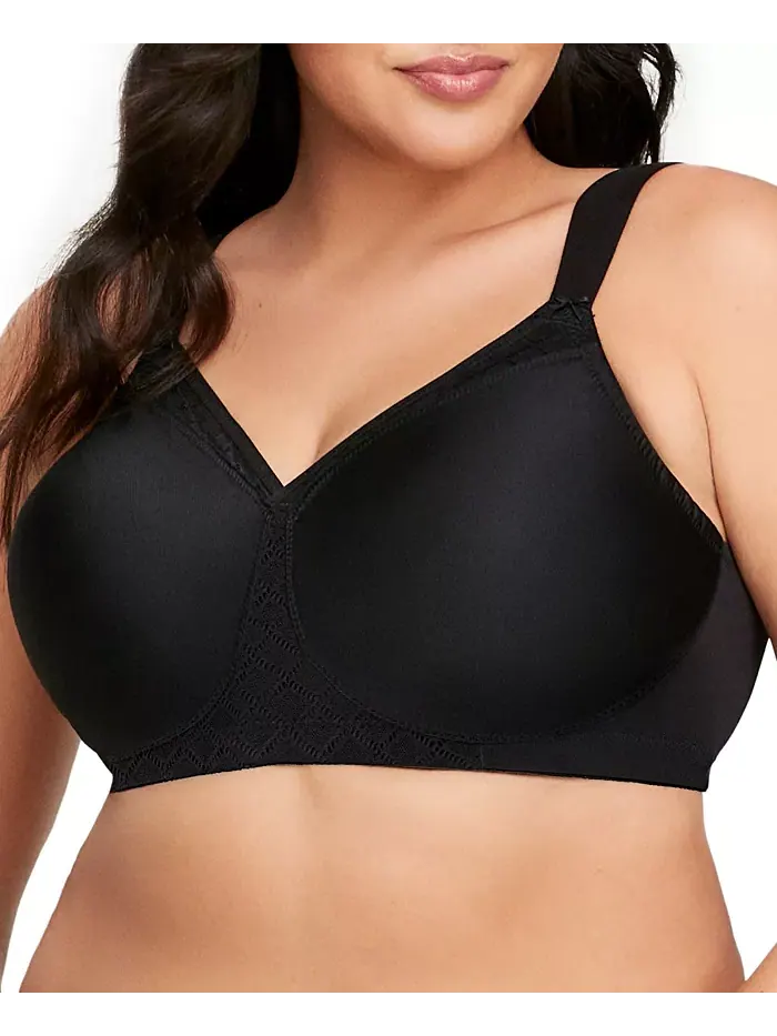 Бюстгальтер без косточек Full Figure Plus Size MagicLift Wirefree T-Shirt Bra 1080 Glamorise — изображение 3 из 7, черный
