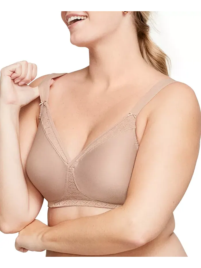 Бюстгальтер без косточек Full Figure Plus Size MagicLift Wirefree T-Shirt Bra 1080 Glamorise — изображение 3 из 8, кофе