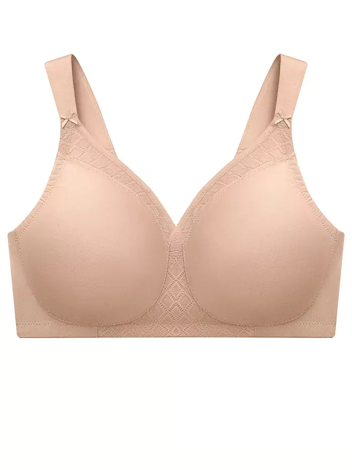 Бюстгальтер без косточек Full Figure Plus Size MagicLift Wirefree T-Shirt Bra 1080 Glamorise — изображение 4 из 8, кофе