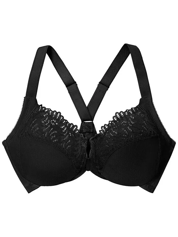 Женский бюстгальтер больших размеров Wonder Wire Front Close T-Back 1246 Glamorise — изображение 4 из 7, черный