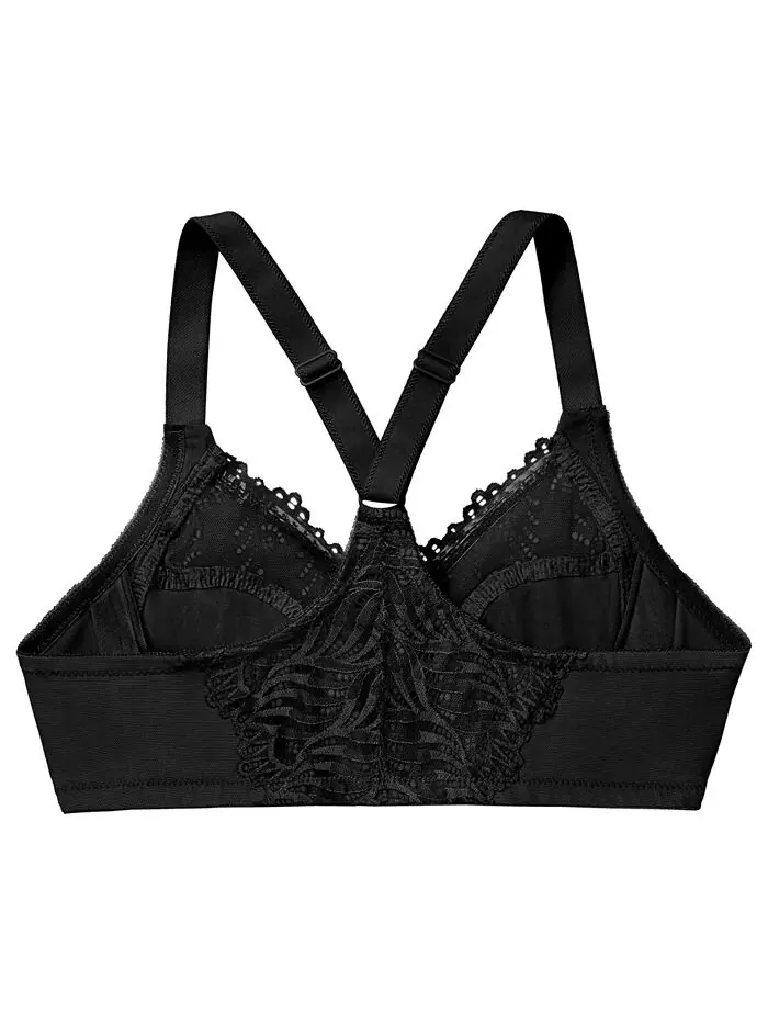 Женский бюстгальтер больших размеров Wonder Wire Front Close T-Back 1246 Glamorise — изображение 5 из 7, черный