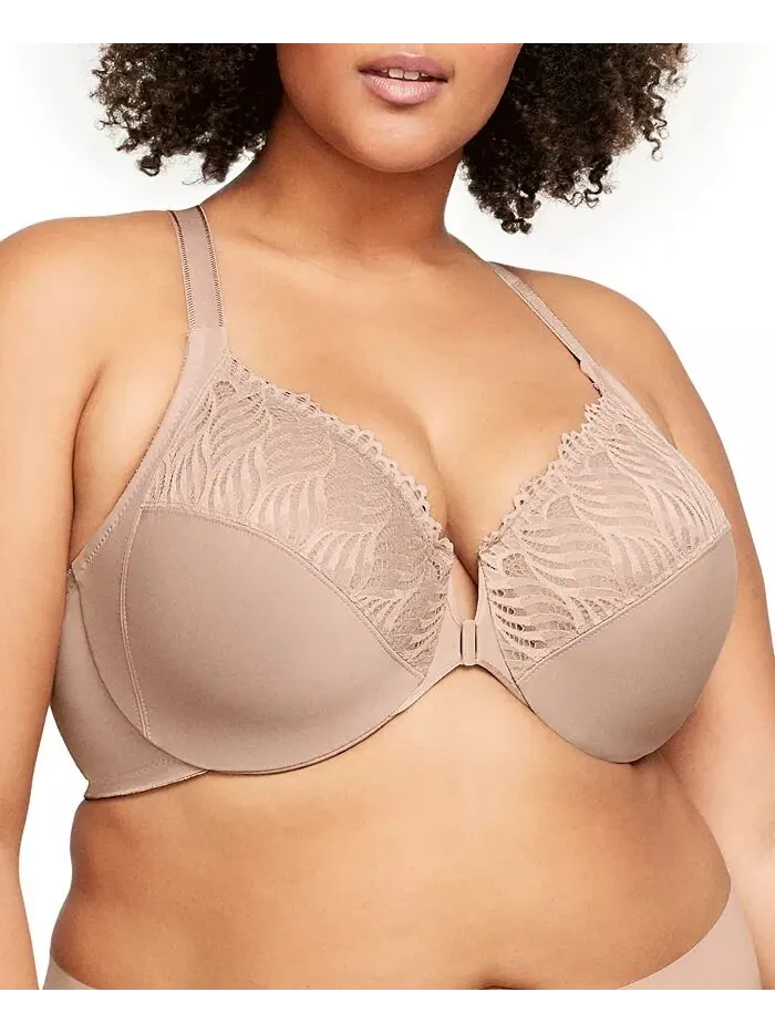 Женский бюстгальтер больших размеров Wonder Wire Front Close T-Back 1246 Glamorise — изображение 1 из 7, кофе