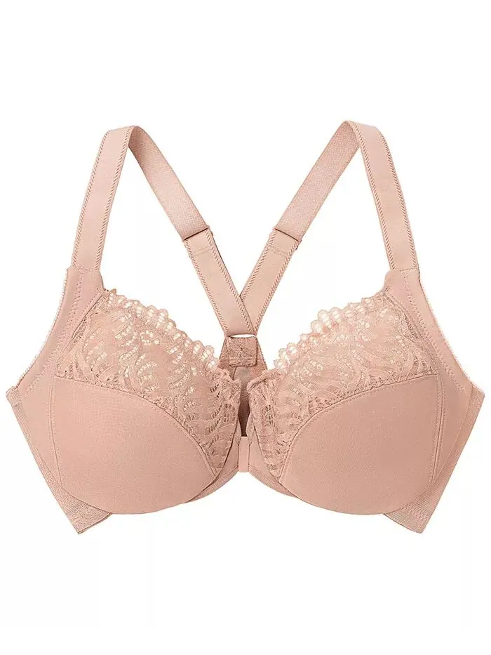 Женский бюстгальтер больших размеров Wonder Wire Front Close T-Back 1246 Glamorise — изображение 4 из 7, кофе