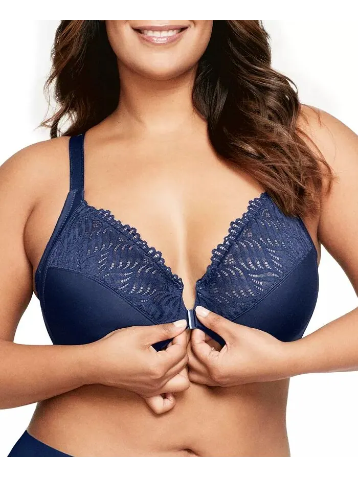 Женский бюстгальтер больших размеров Wonder Wire Front Close T-Back 1246 Glamorise — изображение 3 из 7, синий