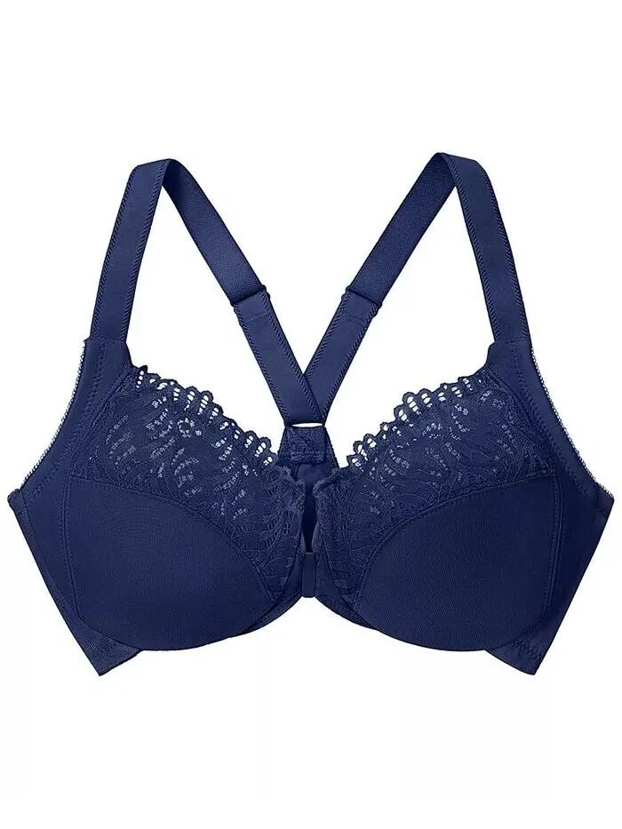 Женский бюстгальтер больших размеров Wonder Wire Front Close T-Back 1246 Glamorise — изображение 4 из 7, синий