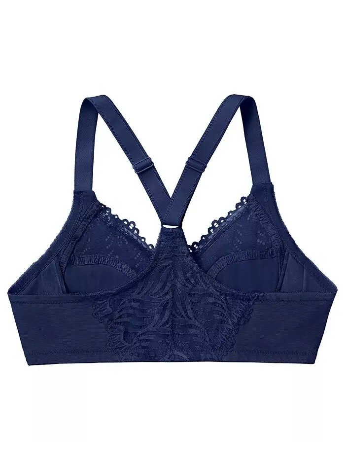 Женский бюстгальтер больших размеров Wonder Wire Front Close T-Back 1246 Glamorise — изображение 5 из 7, синий