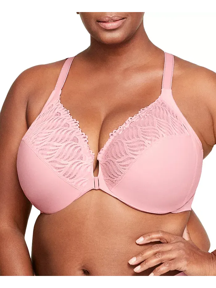Женский бюстгальтер Wonder Wire Front Close T-Back 1246 плюс-сайз Glamorise — изображение 1 из 7, розовый