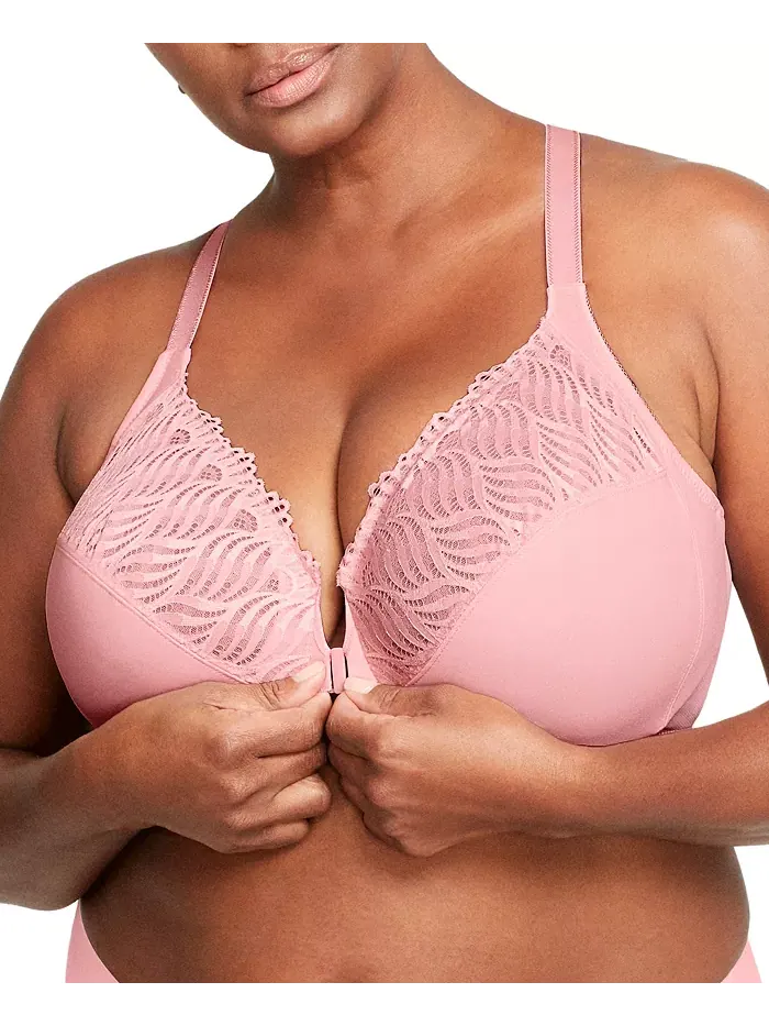 Женский бюстгальтер Wonder Wire Front Close T-Back 1246 плюс-сайз Glamorise — изображение 3 из 7, розовый