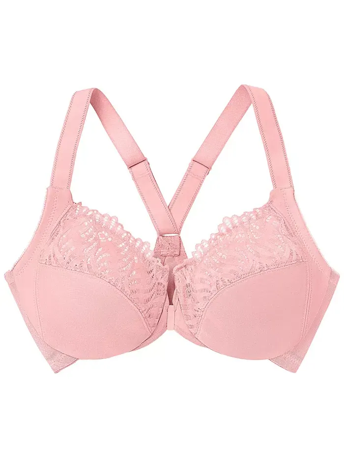 Женский бюстгальтер Wonder Wire Front Close T-Back 1246 плюс-сайз Glamorise — изображение 4 из 7, розовый