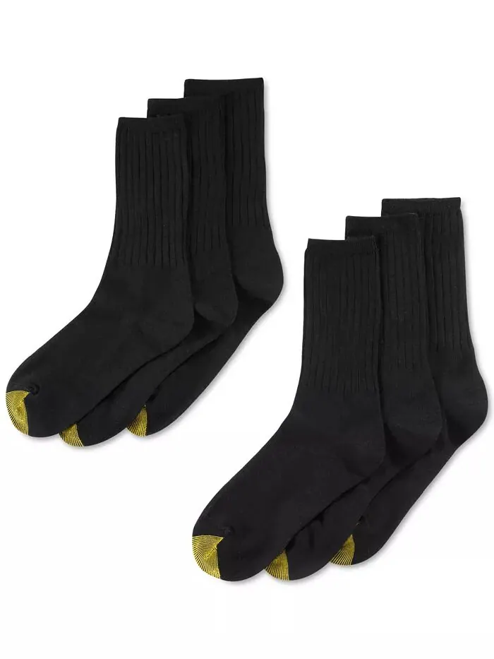 Женские повседневные ребристые носки в упаковке 6 пар Gold Toe — черный