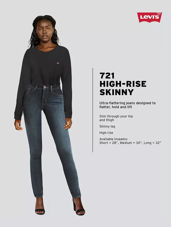 Женские джинсы 721 High-Rise Stretch Skinny Levi's — изображение 6 из 6, черный