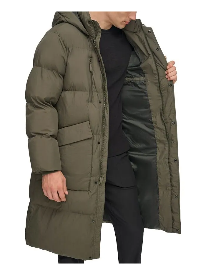 Мужская стеганая дафл-парка с капюшоном DKNY — изображение 4 из 6, оливковый