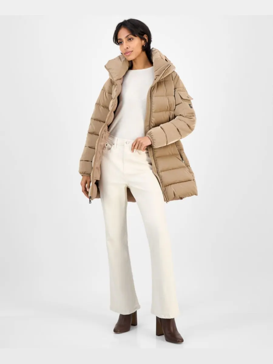Женская пуховая куртка с капюшоном BCBG — изображение 1 из 5, коричневый