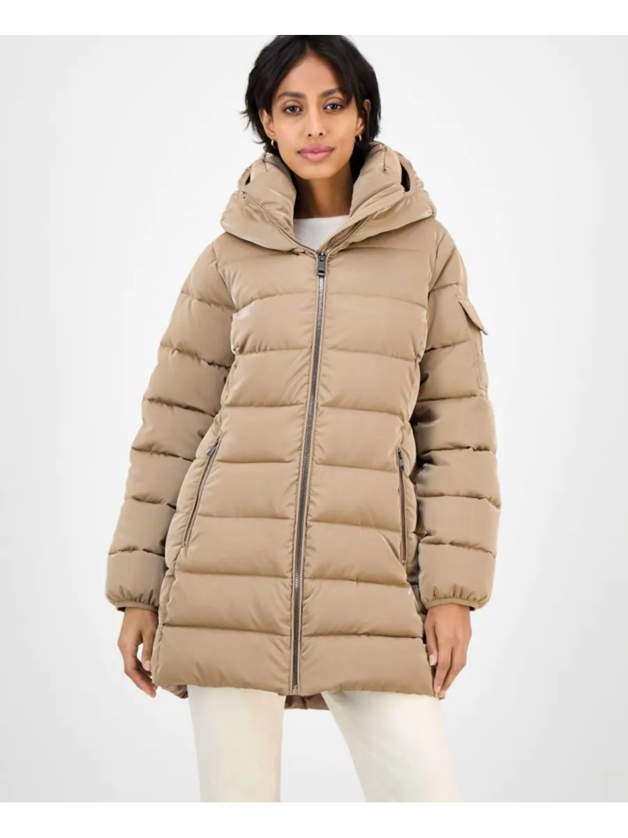 Женская пуховая куртка с капюшоном BCBG — изображение 5 из 5, коричневый