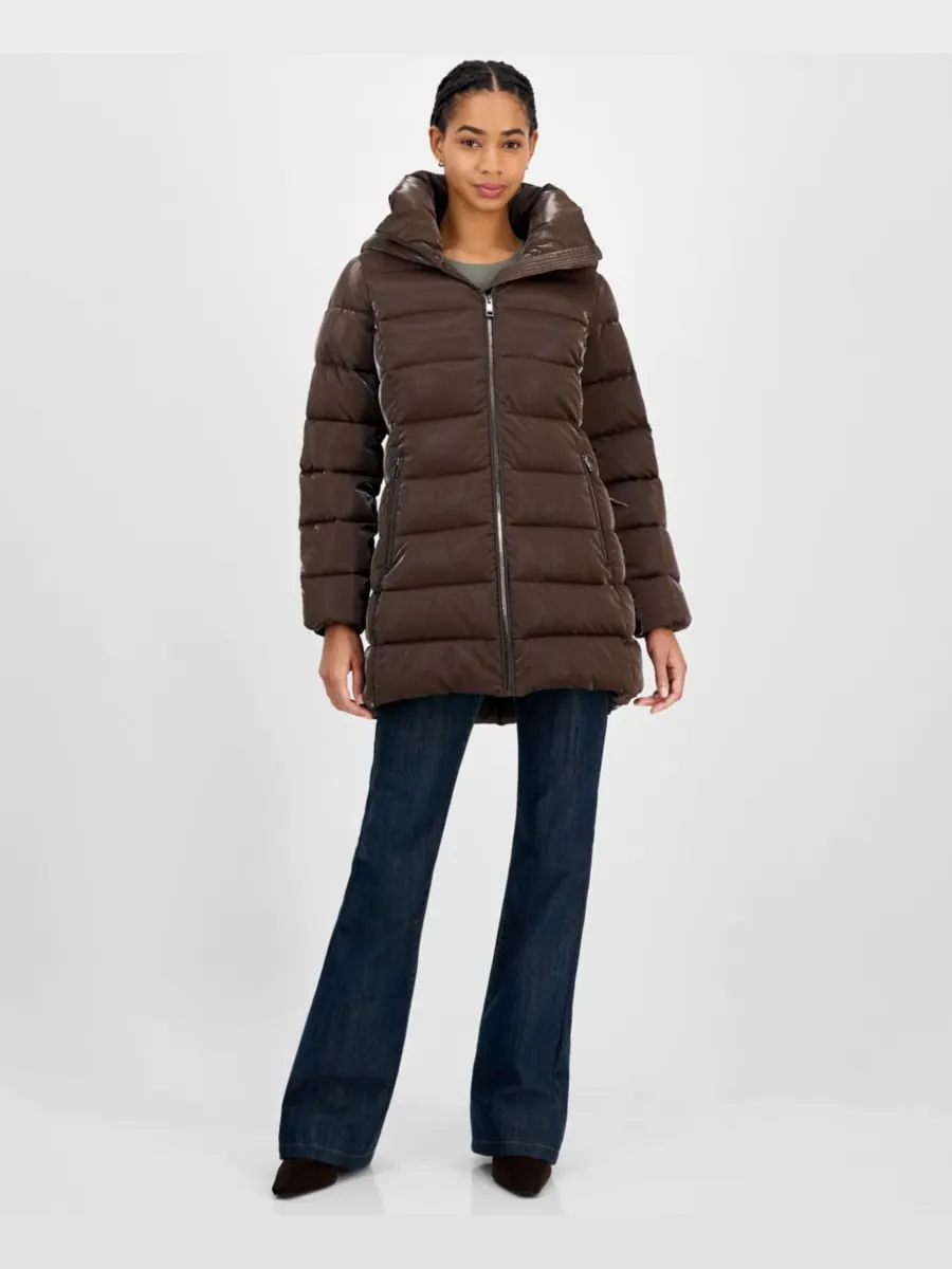Женская пуховая куртка с капюшоном BCBG — изображение 1 из 2, эспрессо