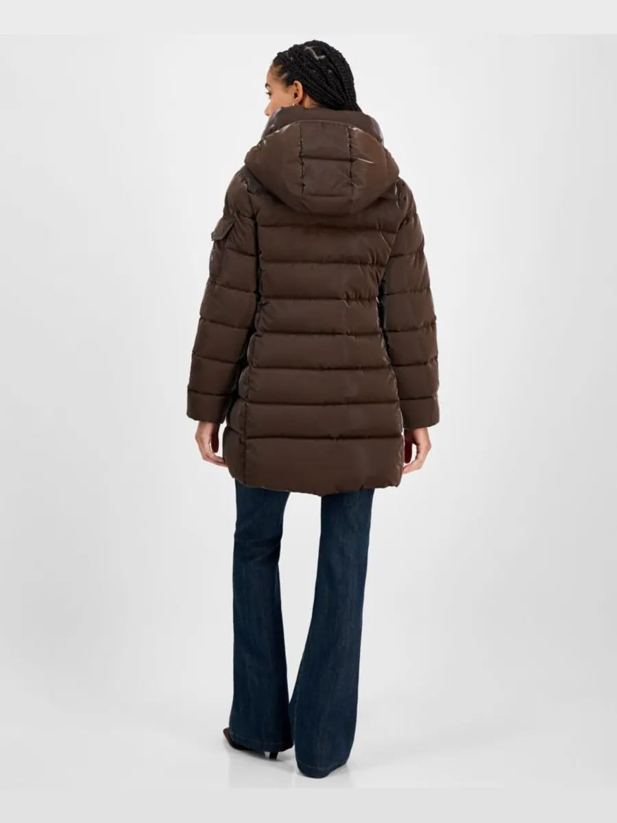 Женская пуховая куртка с капюшоном BCBG — изображение 2 из 2, эспрессо