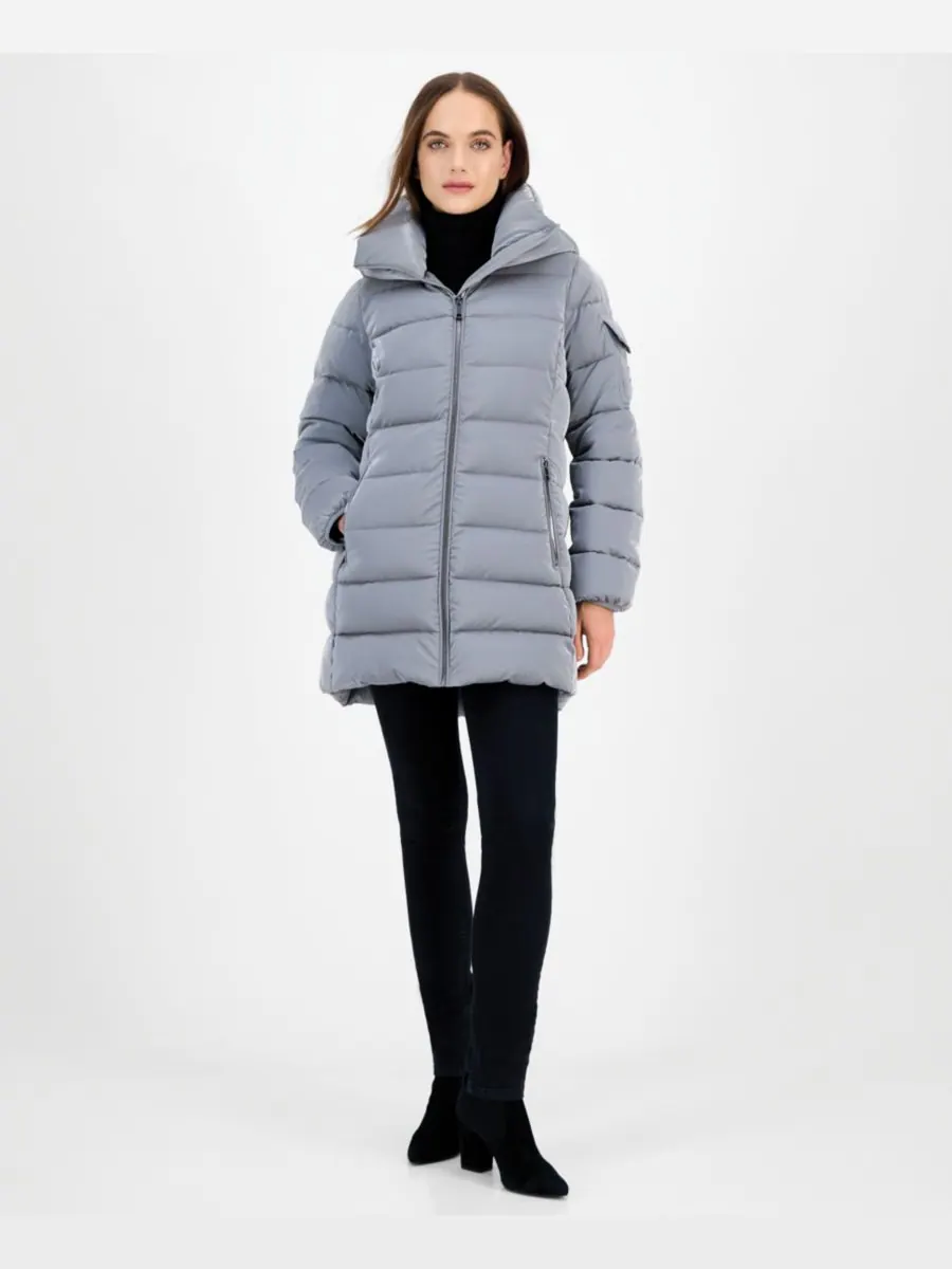 Женская пуховая куртка с капюшоном BCBG — изображение 1 из 2, серебристый