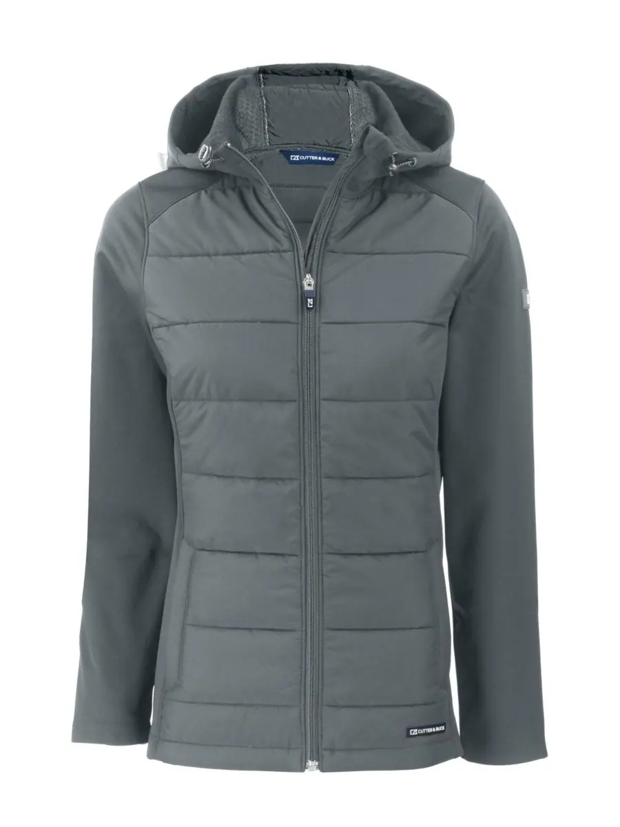 Женская куртка Evoke Hybrid Softshell с капюшоном и застежкой-молнией, длинными рукавами Cutter & — изображение 2 из 3, серый