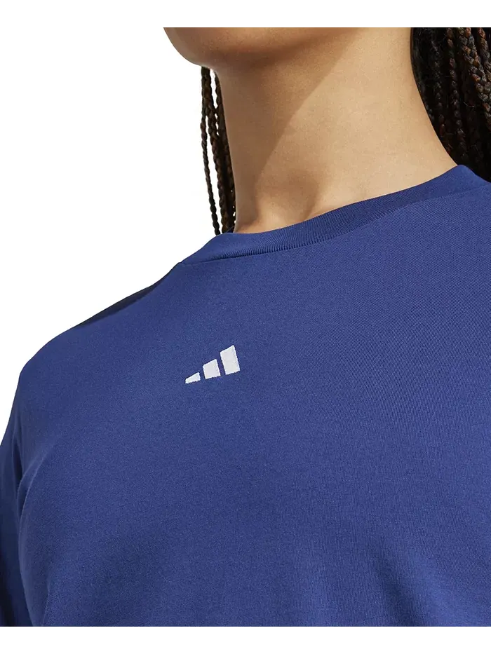 Женская хлопковая футболка с коротким рукавом и круглым вырезом с логотипом adidas — изображение 5 из 9, синий