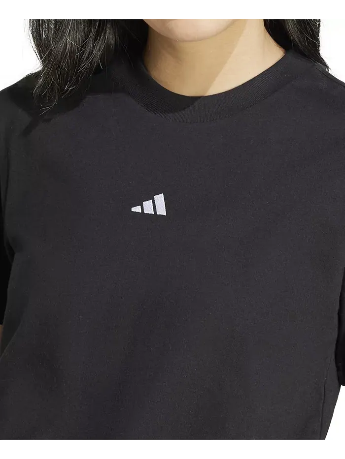 Женская хлопковая футболка с коротким рукавом и круглым вырезом с логотипом adidas — изображение 8 из 9, синий
