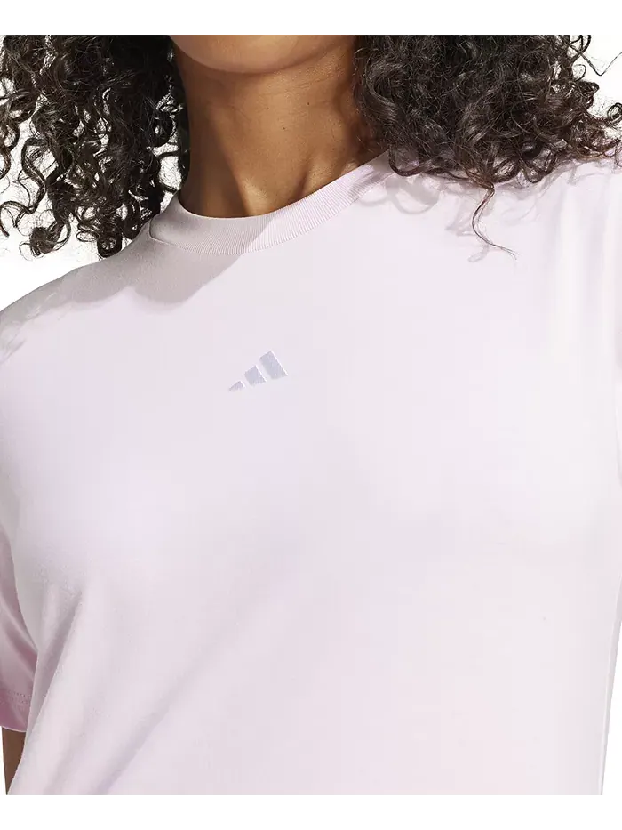 Женская хлопковая футболка с коротким рукавом и круглым вырезом с логотипом adidas — изображение 4 из 9, прозрачный розовый