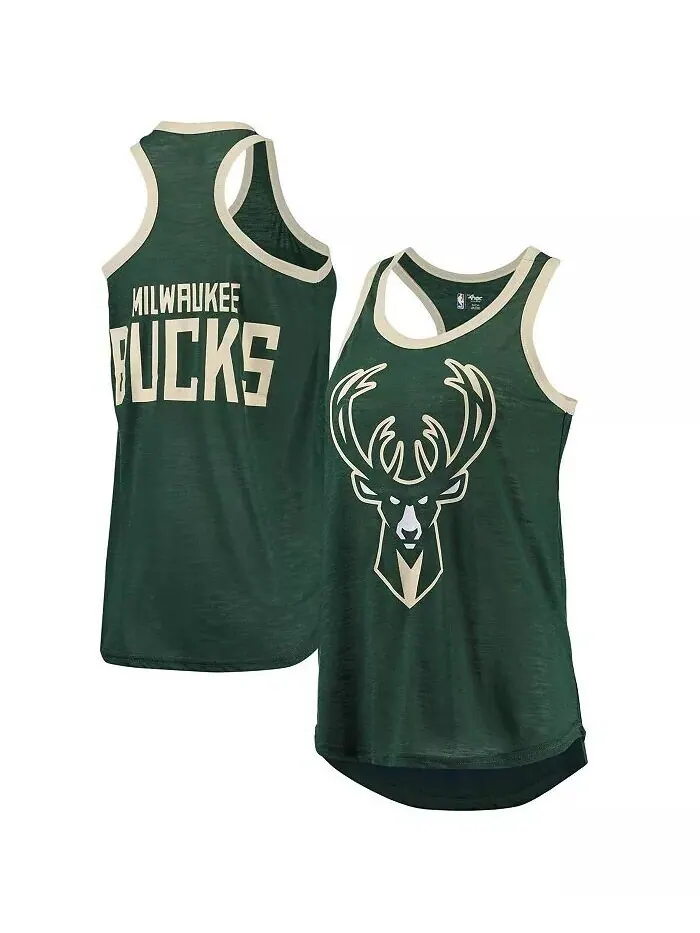 Женская зеленая майка Hunter Milwaukee Bucks Showdown с круглым вырезом и открытой спиной G-Iii — изображение 2 из 3, зеленый