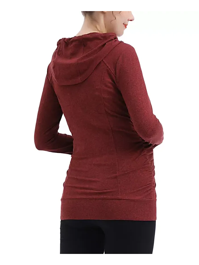 Спортивная куртка Maternity Essential с капюшоном и рюшами kimi + kai — изображение 3 из 3, красный
