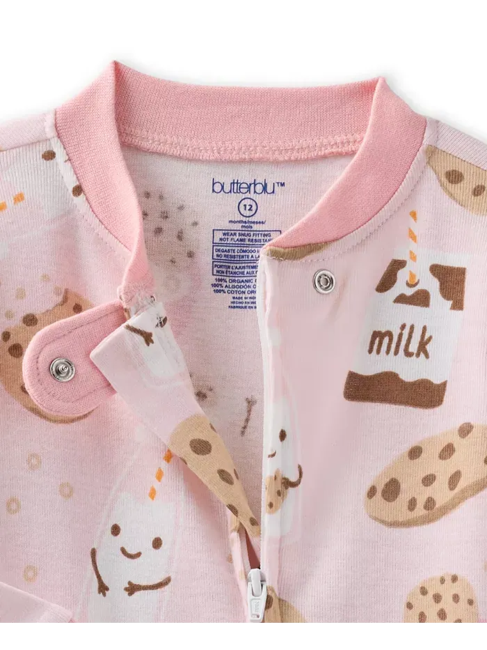 Детские пижамы Cruz Cotton Snug-Fit с закрытыми ножками для мальчиков и девочек Butterblu — изображение 3 из 4, розовый