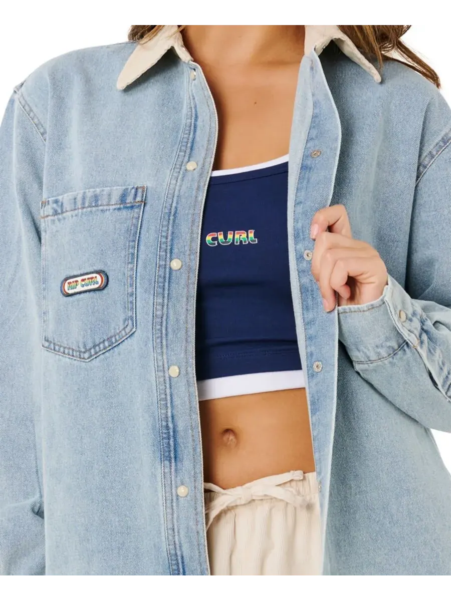 Женская джинсовая куртка Surf Side с отложным воротником Rip Curl — изображение 3 из 4, синий
