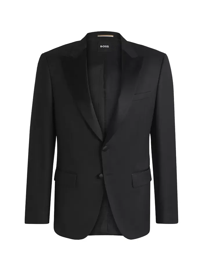 Мужской приталенный пиджак для смокинга Hugo Boss — изображение 2 из 5, черный