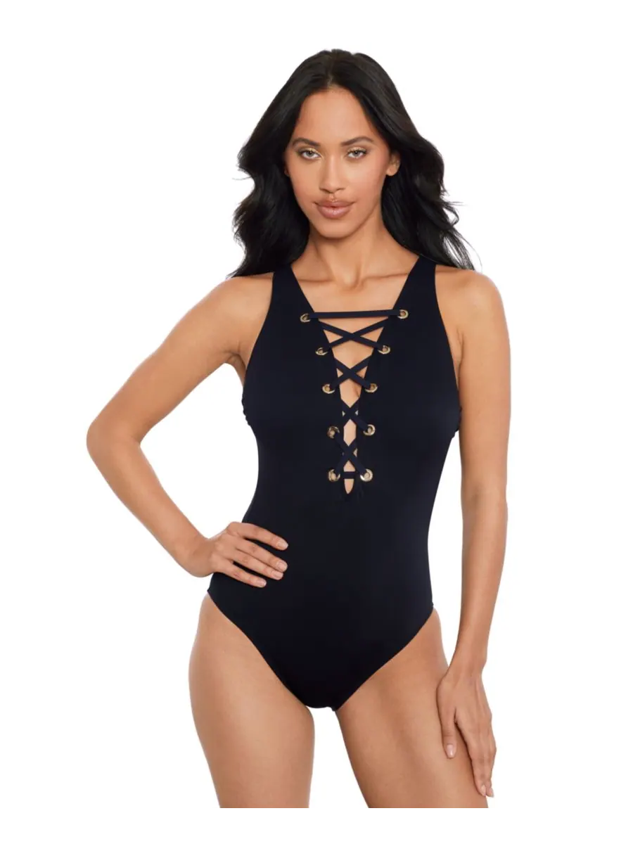Женский слитный купальник Juxtapose Steffi Magicsuit — черный