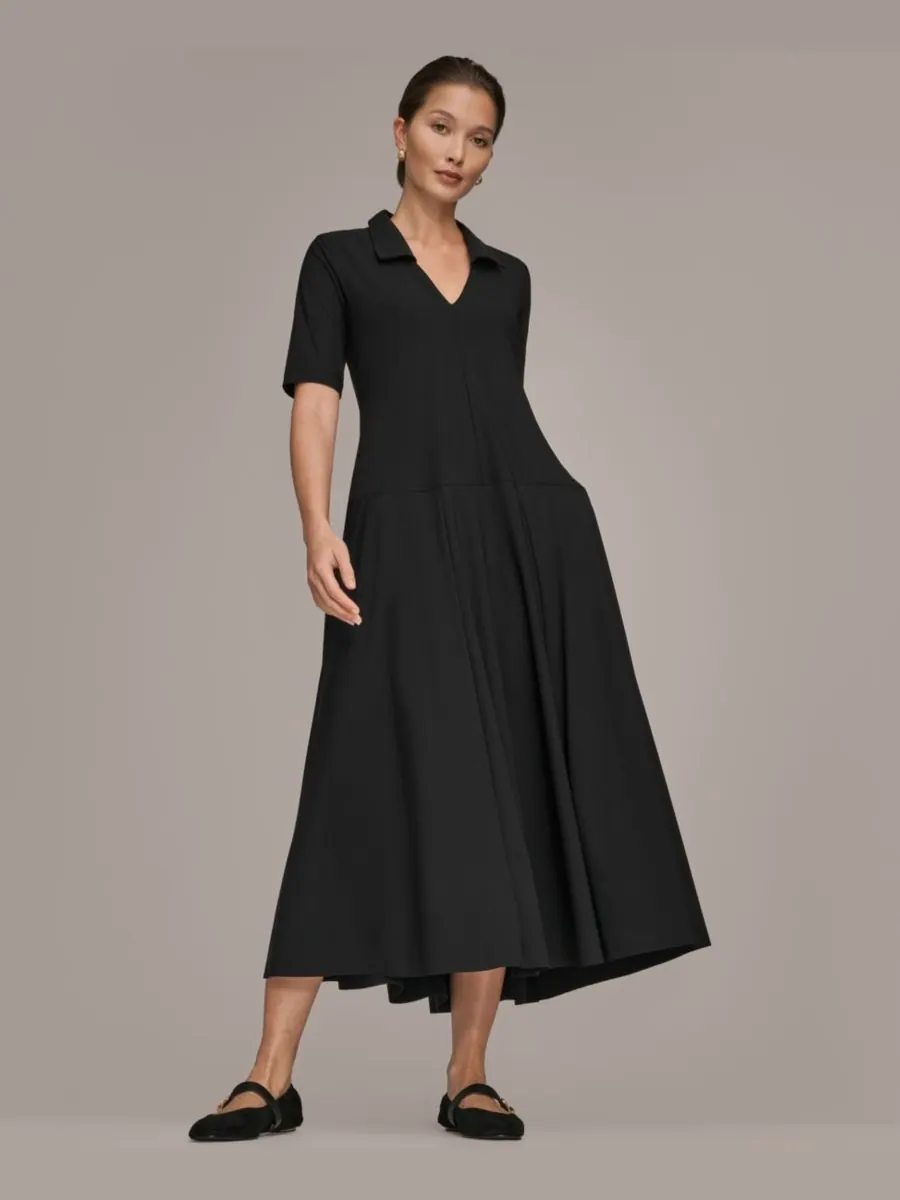 Женское платье-поло с рукавами до локтя Donna Karan Weekend — изображение 3 из 5, черный