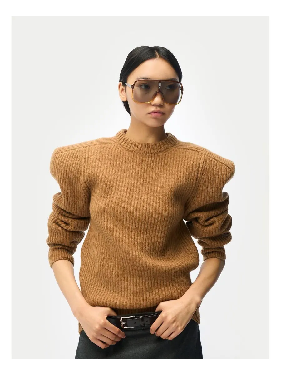 Женский кашемировый свитер с приталенными плечами Gobi Cashmere — мульти