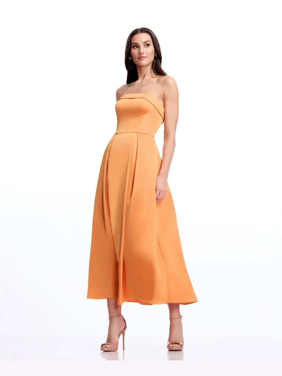 Женское миди-платье без рукавов Mika Dress The Population, абрикосовый — изображение 4 из 7