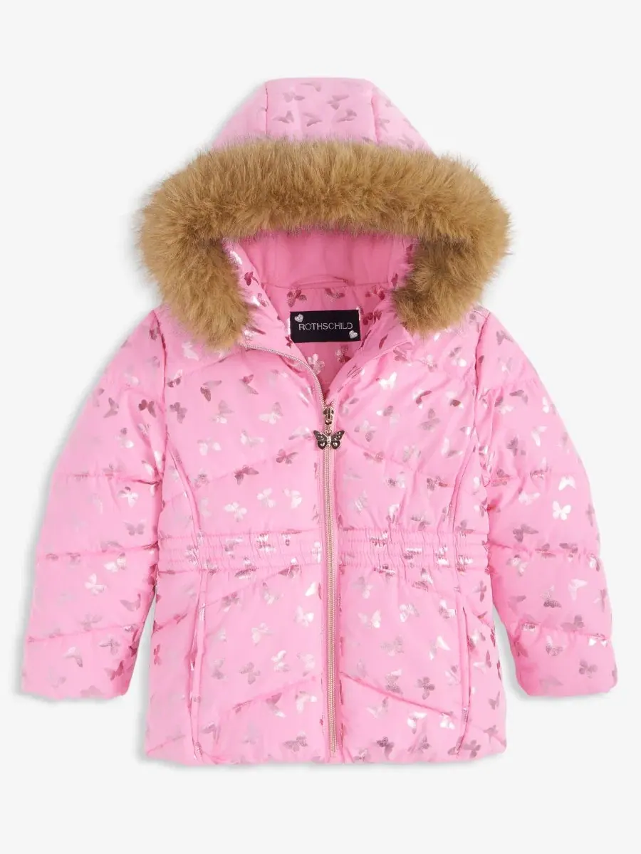 Детская куртка-пуховик с принтом, модель Foil Quilted S Rothschild & CO — розовый
