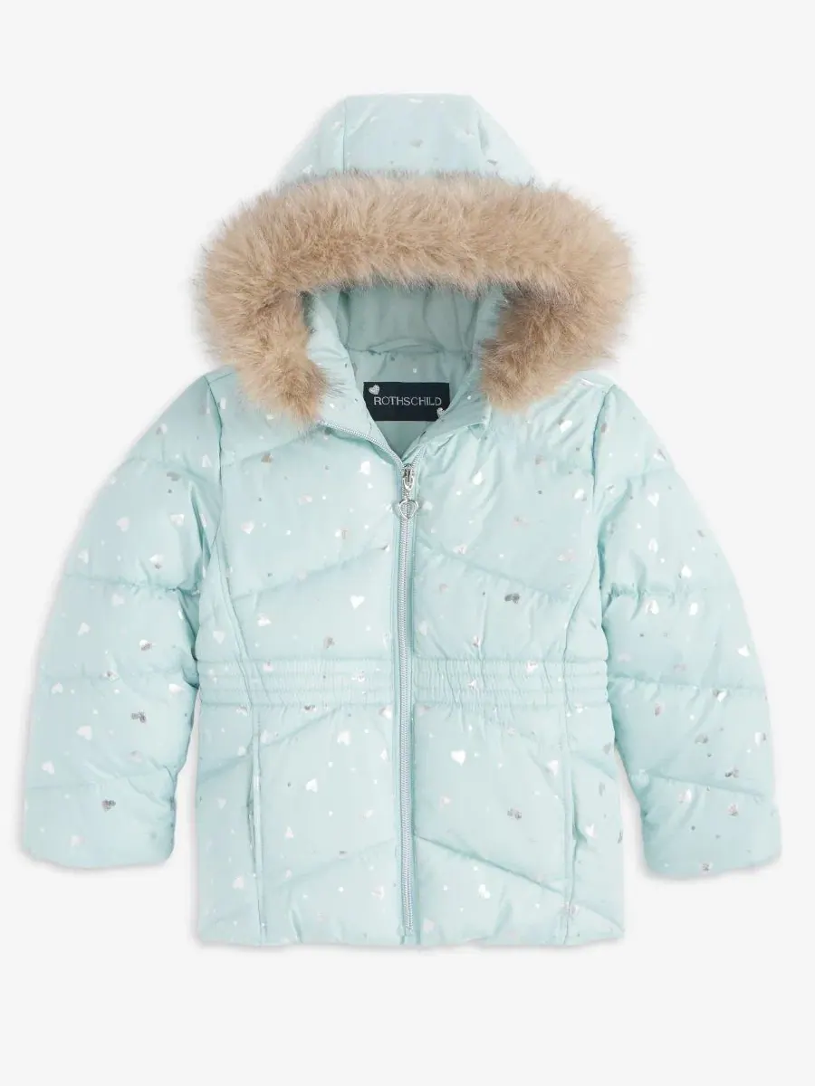 Детская куртка-пуховик с капюшоном Foil Quilted S Rothschild & CO — изображение 1 из 3, серебристый