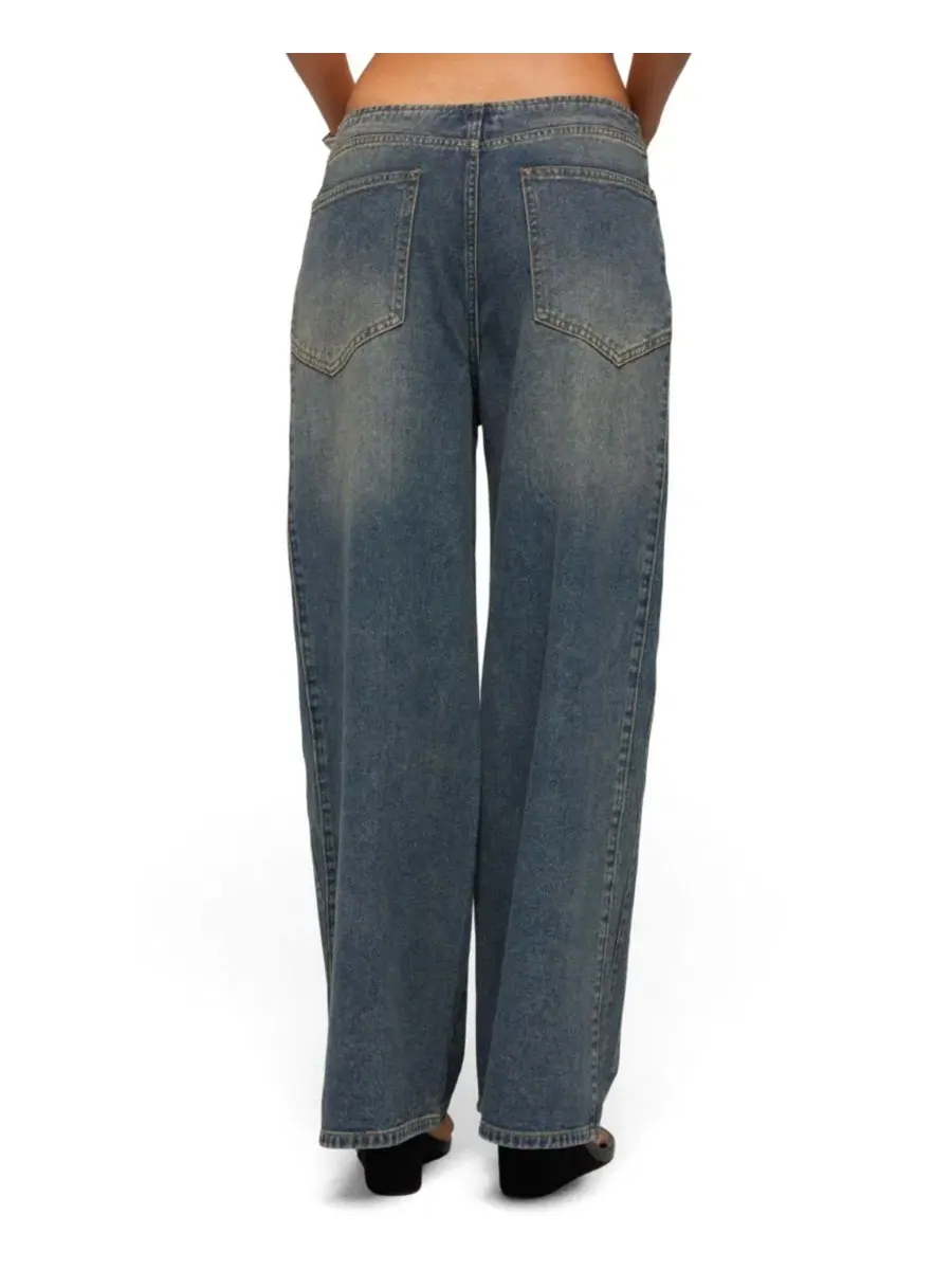 Джинсы свободного кроя с заниженной посадкой Elia No Waistband Low Rise Baggy Jeans Edikted — изображение 2 из 5, синий
