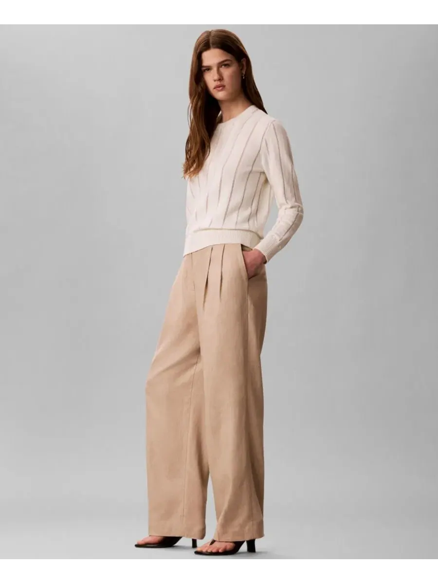 Брюки женские широкие с защипами Calvin Klein — изображение 3 из 5, коричневый